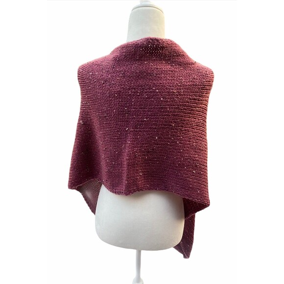 Simply Noelle NWT Purple Maroon Knit Shawl Wrap Poncho Cape Boho Cozy Lagenlook - Picture 4 of 10